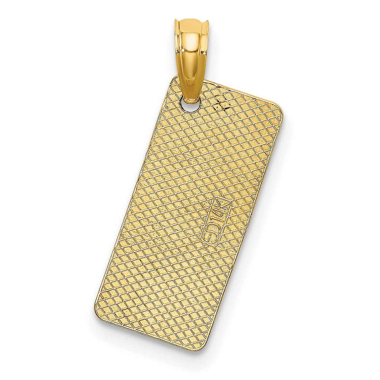 14k Yellow Gold Rectangle Pendant with Ft Myers Florida Text, Polished City Souvenir Charm