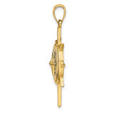14k Yellow Gold Compass Pendant with Nautical Design and Directional Markings, Unisex Charm