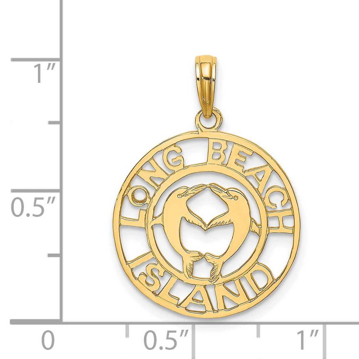 14k Yellow Gold Dolphin Heart Pendant, Nautical Coastal Charm for Women or Unisex Wear
