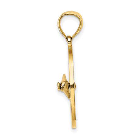 14k Yellow Gold Compass Pendant with Nautical Travel Theme and Directional Design