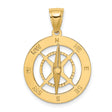 14k Yellow Gold Compass Pendant with Nautical Travel Theme and Directional Design
