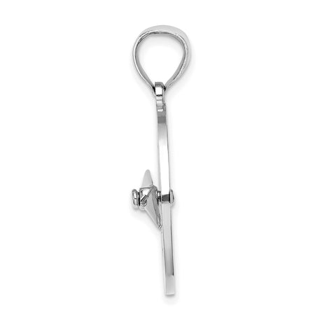 14k White Gold Compass Pendant with North South East West Letters, Nautical Travel Charm
