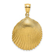 14k Yellow Gold Seashell Pendant with Detailed Scallop Shell Design, Nautical Travel Charm