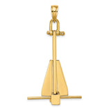 14k Yellow Gold Sailboat Pendant with Detailed Sail and Mast, Nautical Charm