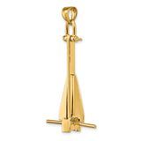14k Yellow Gold Sailboat Pendant with Detailed Sail and Mast, Nautical Charm