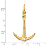 14k Yellow Gold Anchor Pendant, Nautical Maritime Charm Symbolizing Faith, Hope, and Strength