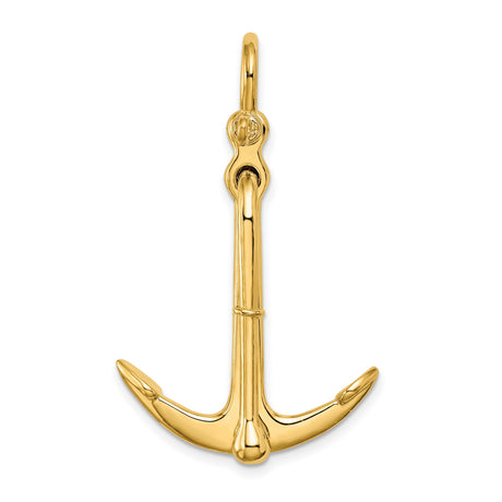 14k Yellow Gold Anchor Pendant, Nautical Maritime Charm Symbolizing Faith, Hope, and Strength
