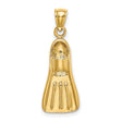 14k Yellow Gold Diving Fin Pendant, Nautical Ocean Charm for Divers and Beach Lovers