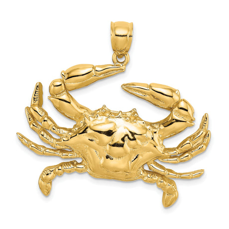 14k Yellow Gold Crab Pendant with Nautical Zodiac Cancer Design for Men or Women