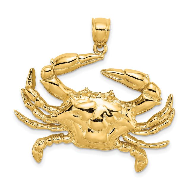 14k Yellow Gold Crab Pendant with Nautical Zodiac Cancer Design for Men or Women
