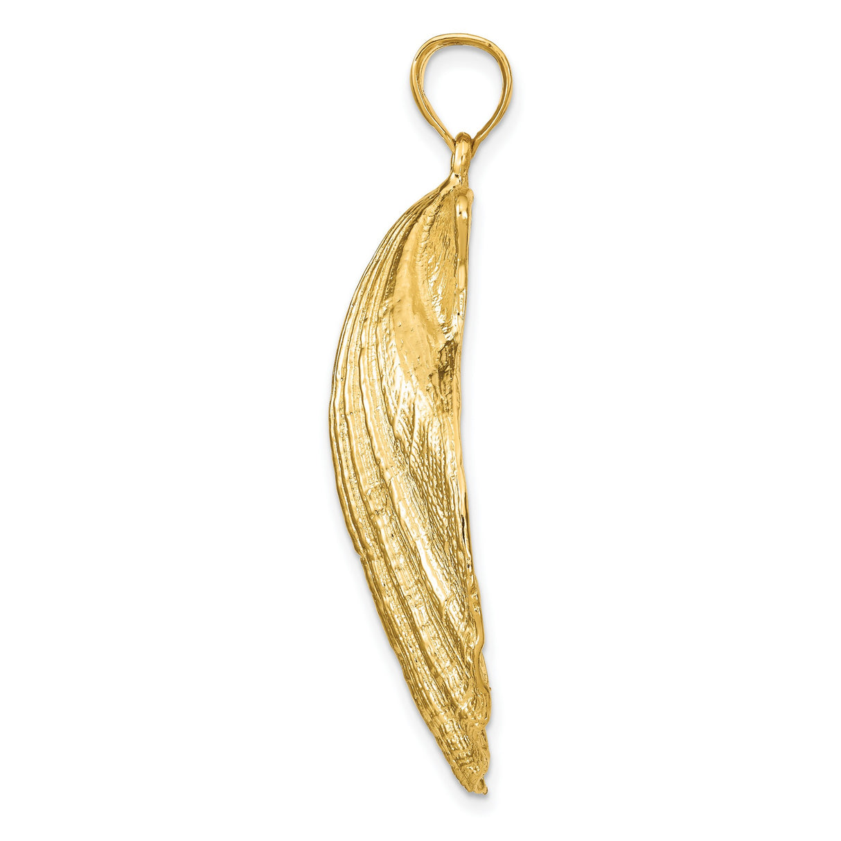 14k Yellow Gold Scallop Shell Pendant, Textured Ocean Design, Camino de Santiago Symbol