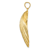 14k Yellow Gold Scallop Shell Pendant, Textured Ocean Design, Camino de Santiago Symbol