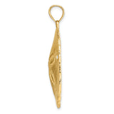 14k Yellow Gold Sand Dollar Pendant, Textured Ocean Charm with Nautical Coastal Design