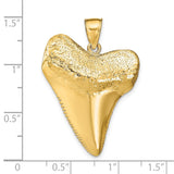 14k Yellow Gold Shark Tooth Pendant with Realistic Texture, Nautical Ocean Theme