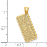 14k Yellow Gold Ocean City NJ Pendant, Rectangular New Jersey Charm