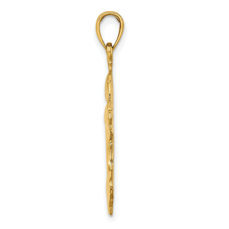 14k Yellow Gold Dolphin Pendant, Double Dolphin Charm, Ocean Animal Coastal Jewelry