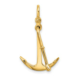 14k Yellow Gold Anchor Pendant, Nautical Marine Theme Charm for Men and Unisex Wear