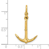 14k Yellow Gold Anchor Pendant, Nautical Marine Theme Charm for Men and Unisex Wear