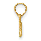 14k Yellow Gold Dolphin Pendant, Double Dolphin Charm with Ocean and Nautical Theme