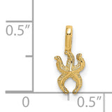 14k Yellow Gold Pisces Zodiac Pendant with Textured Twin Fish Design for Women