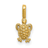 14k Yellow Gold Turtle Pendant, Detailed Sea Turtle Charm, Coastal Ocean Theme, Unisex Design