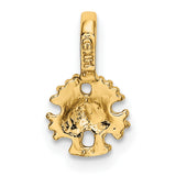 14k Yellow Gold Sand Dollar Pendant with Starfish Design, Textured Nautical Charm