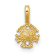 14k Yellow Gold Sand Dollar Pendant with Starfish Design, Textured Nautical Charm