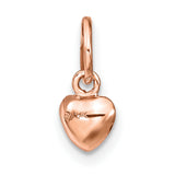 14k Rose Gold Heart Pendant, Polished Finish Romantic Charm Jewelry for Women