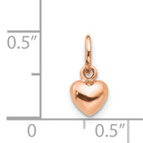 14k Rose Gold Heart Pendant, Polished Finish Romantic Charm Jewelry for Women