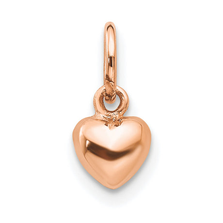 14k Rose Gold Heart Pendant, Polished Finish Romantic Charm Jewelry for Women