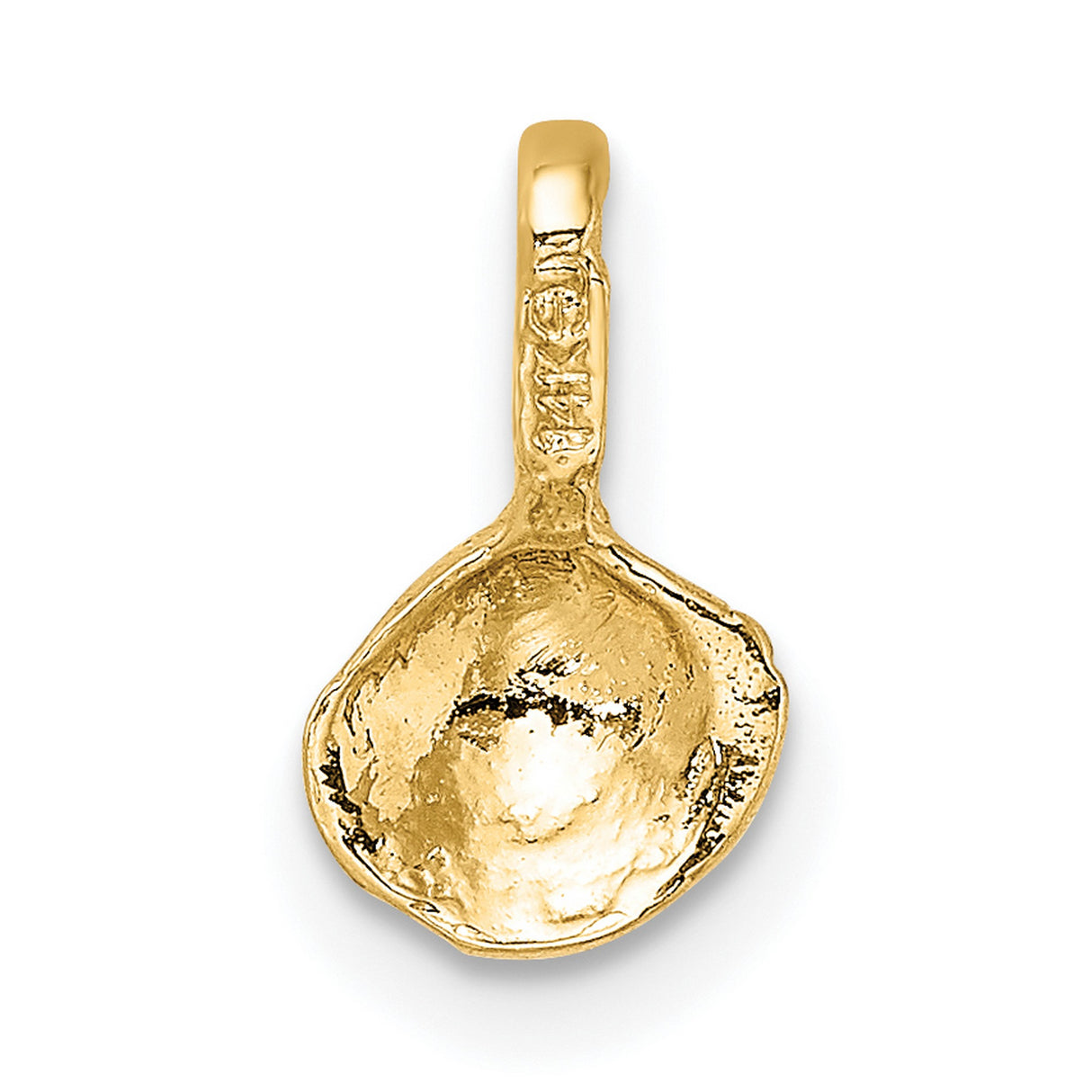 14k Yellow Gold Seashell Pendant with Detailed Scallop Shell Design, Ocean Inspired Charm