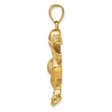 14k Yellow Gold Pelican Pendant, Detailed Bird Charm with Nautical and Coastal Wildlife Theme