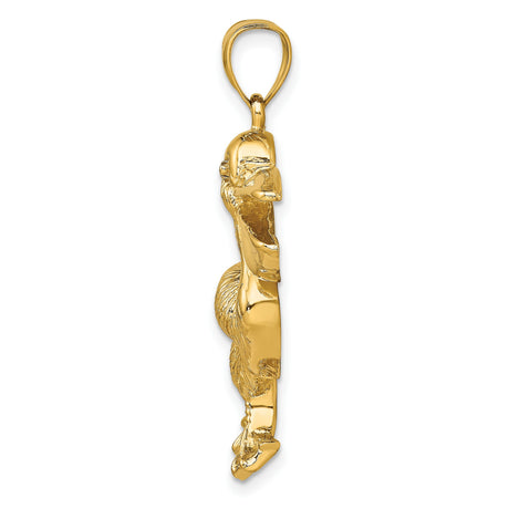 14k Yellow Gold Pelican Pendant, Detailed Bird Charm with Nautical and Coastal Wildlife Theme