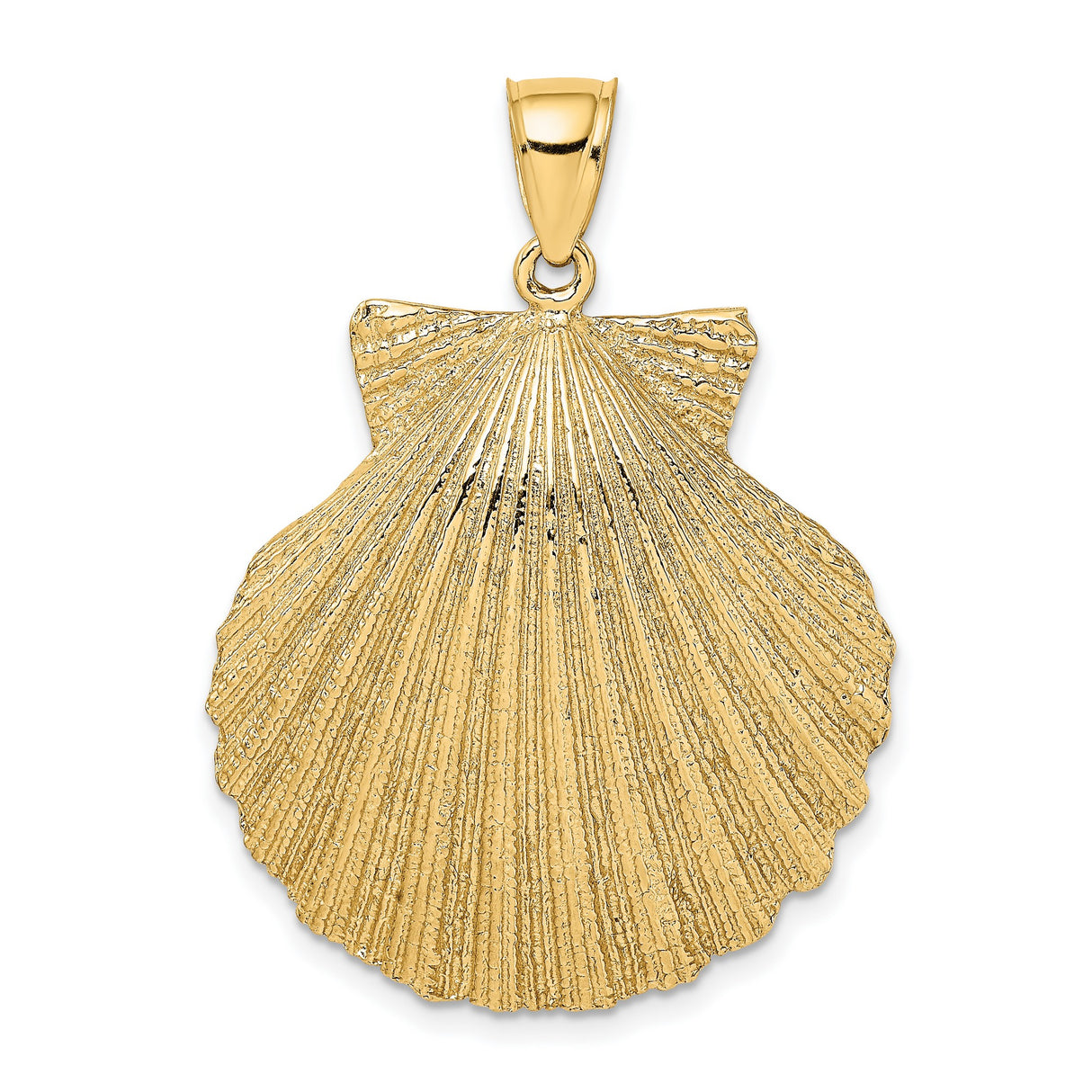 14k Yellow Gold Scallop Shell Pendant, Nautical Camino de Santiago Symbol, Christian Faith Jewelry
