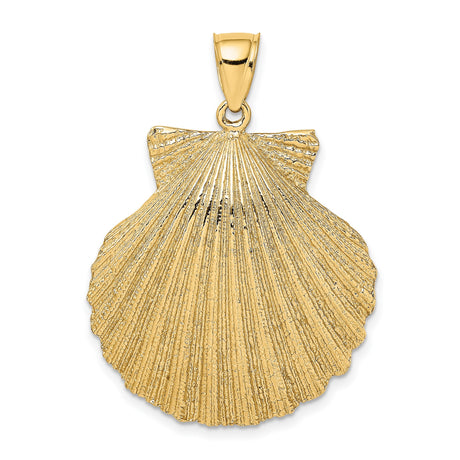 14k Yellow Gold Scallop Shell Pendant, Nautical Camino de Santiago Symbol, Christian Faith Jewelry