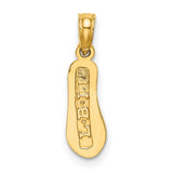 14k Yellow Gold Flip Flop Pendant, Textured Sandal Charm with Diamond-Cut Detailing