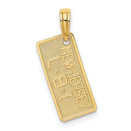 14k Yellow Gold New Jersey Long Beach Island License Plate Pendant Charm