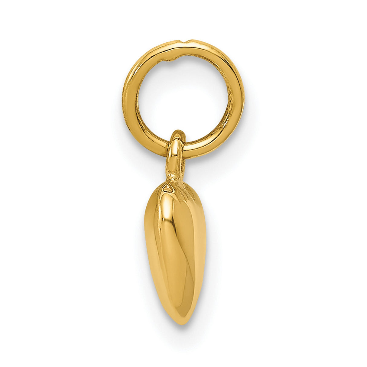 14k Yellow Gold Heart Charm Pendant, Polished Classic Heart Design for Women