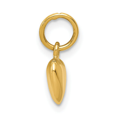 14k Yellow Gold Heart Charm Pendant, Polished Classic Heart Design for Women