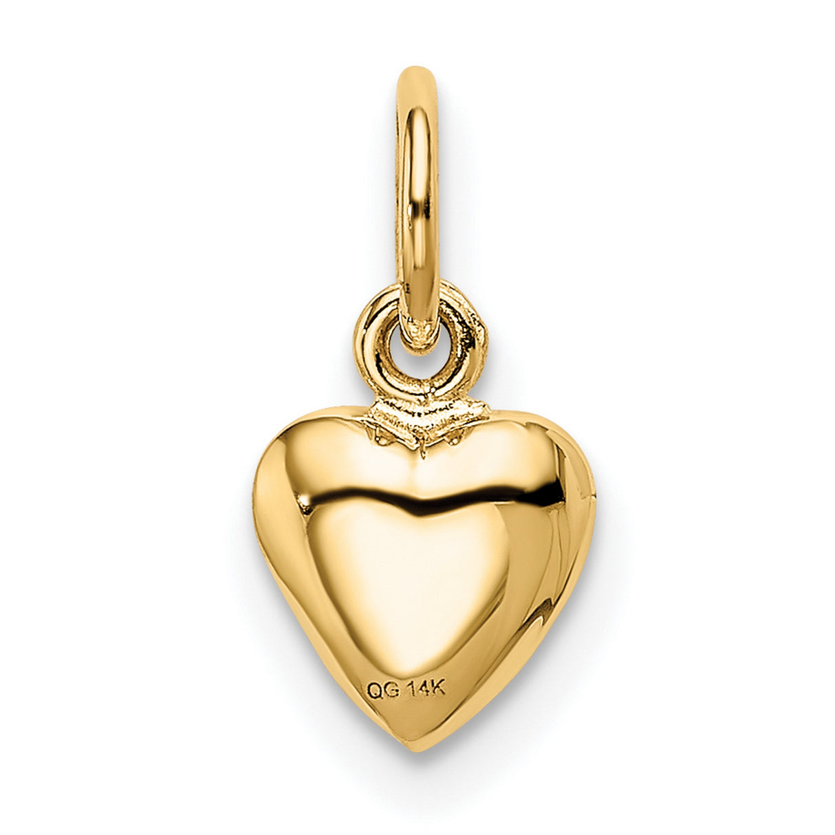 14k Yellow Gold Heart Charm Pendant, Polished Classic Heart Design for Women