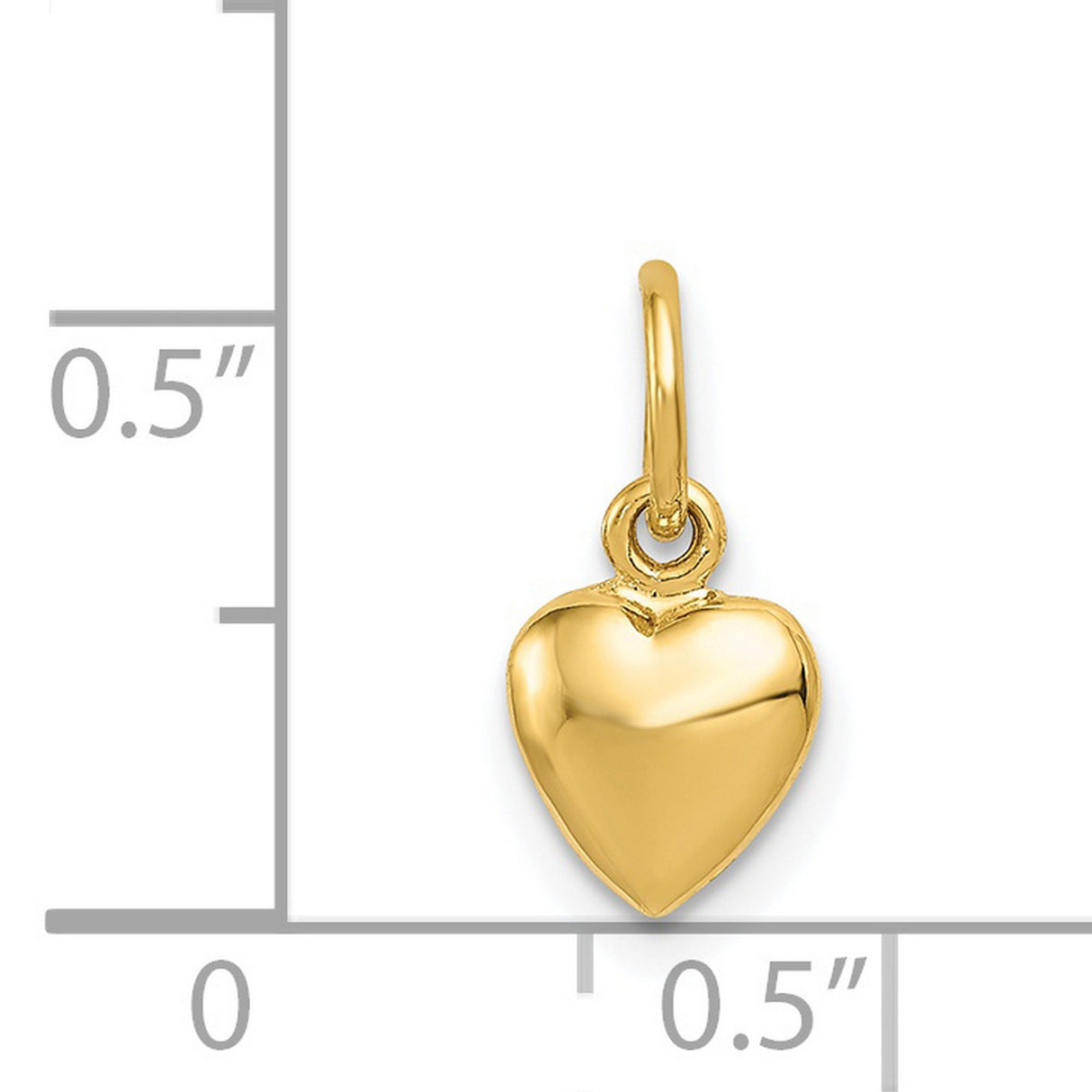 14k Yellow Gold Heart Charm Pendant, Polished Classic Heart Design for Women