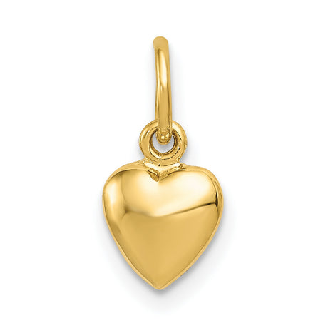 14k Yellow Gold Heart Charm Pendant, Polished Classic Heart Design for Women