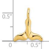 14k Yellow Gold Whale Tail Pendant, Polished Nautical Jewelry for Women or Unisex