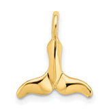 14k Yellow Gold Whale Tail Pendant, Polished Nautical Jewelry for Women or Unisex