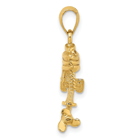 14k Yellow Gold Pendant, Drip Coffee Maker Design, Unisex Coffee Symbol Charm