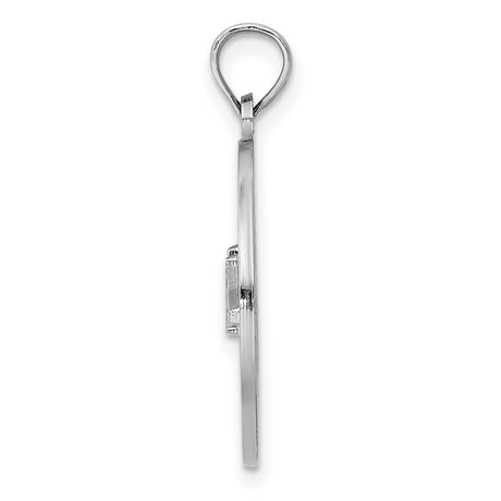 14k White Gold Charleston Pendant with Bridge Design and Scrollwork Accents
