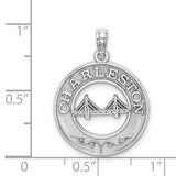 14k White Gold Charleston Pendant with Bridge Design and Scrollwork Accents