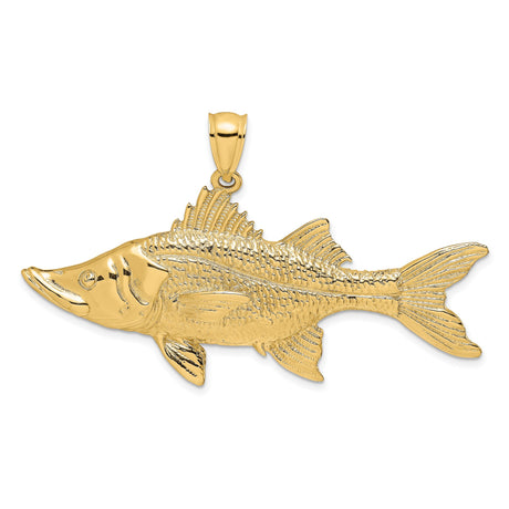 14k Yellow Gold Snook Pendant with Detailed Fish Design, Ocean-Inspired Angler Jewelry