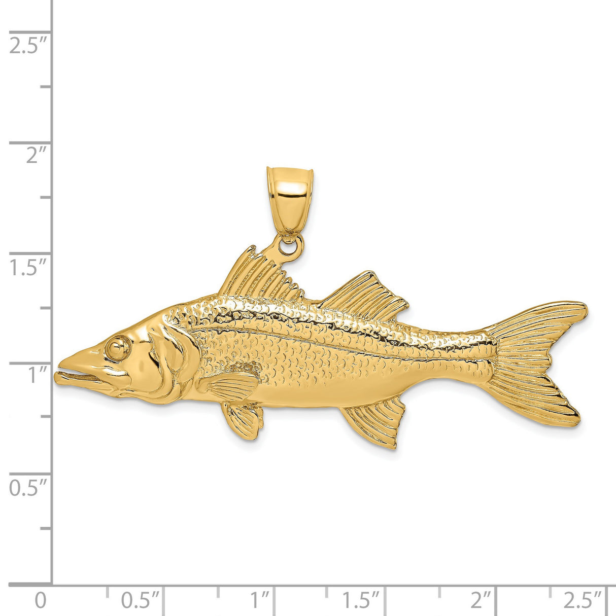 14k Yellow Gold Snook Fish Pendant, Realistic Marine Life Charm for Men or Unisex