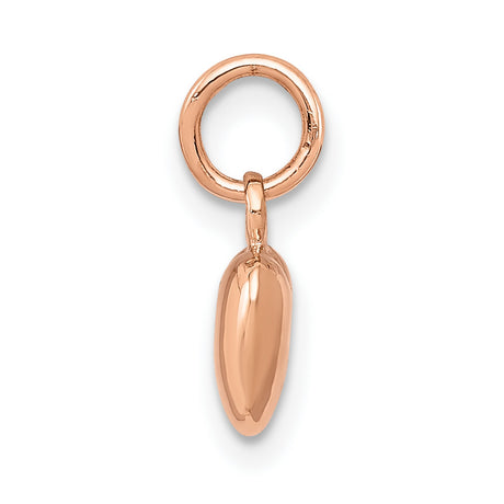 14k Rose Gold Heart Charm Pendant, Smooth Polished Finish, Romantic Jewelry for Women